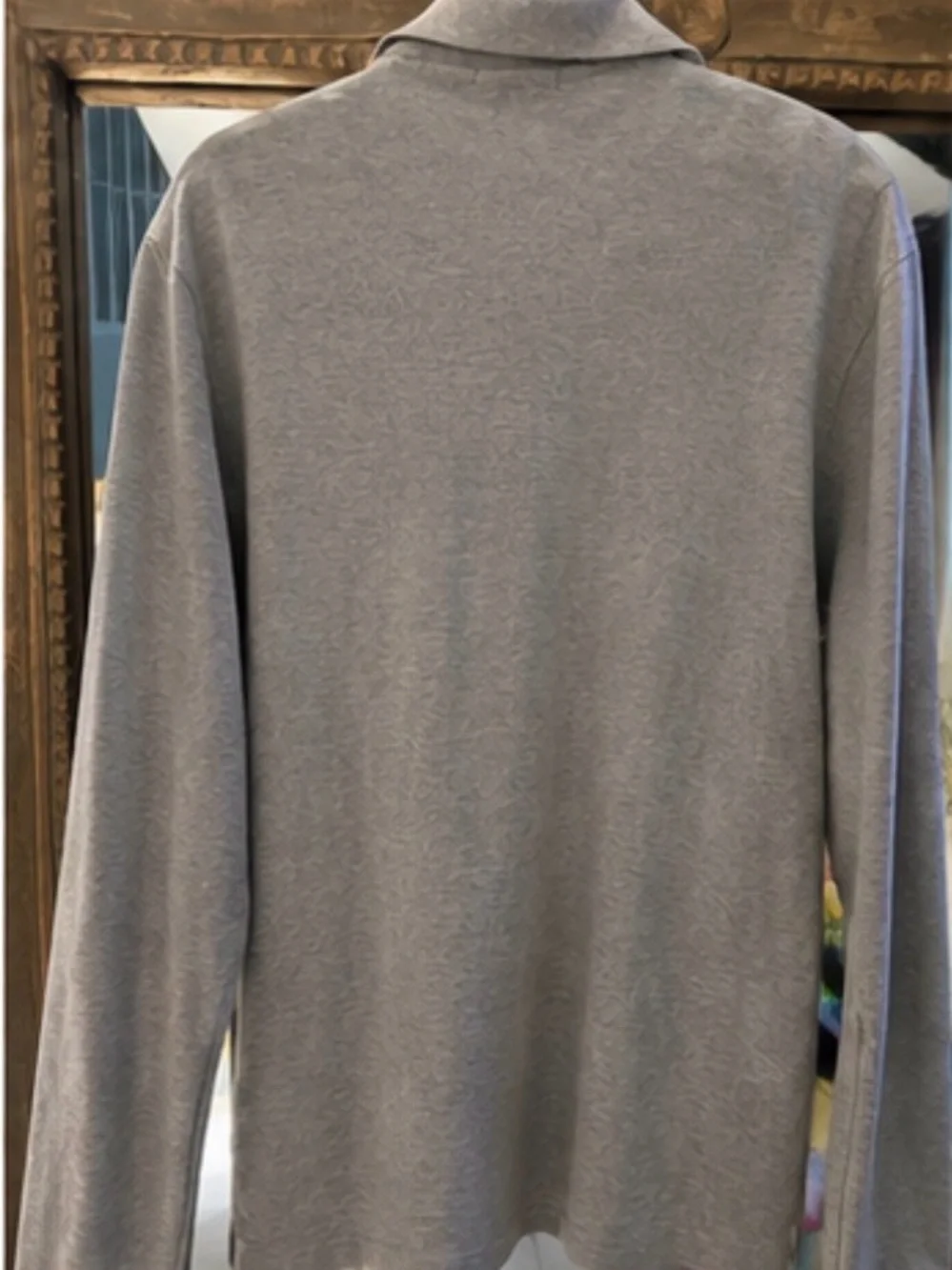 Ralph Lauren Long-Sleeve Polo in Light Gray with Navy Pony